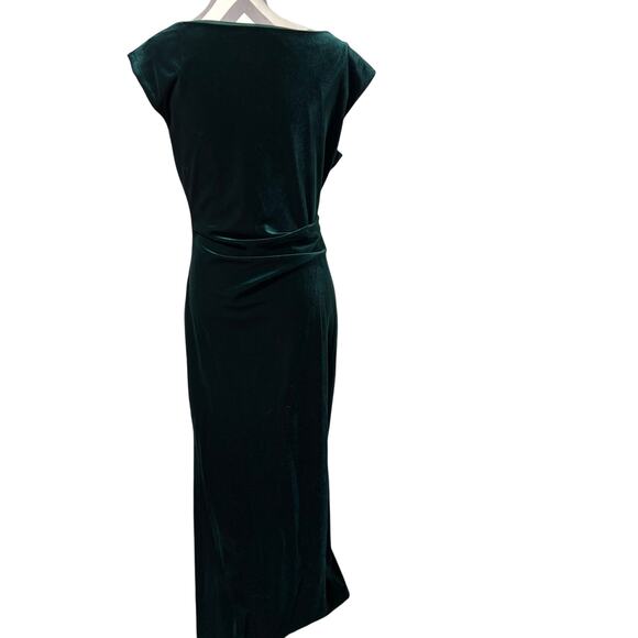 Vince Camuto Green Velvet Gown 10 Christmas Holiday Side-slit Cowl Neck Side Zip - Picture 2 of 8